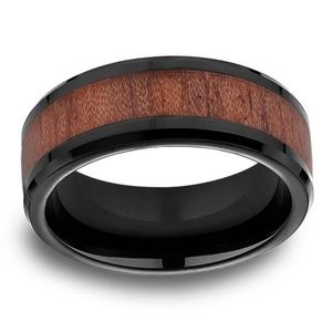Mens Black Stainless Steel Ring Band, Sizes 9 - 11